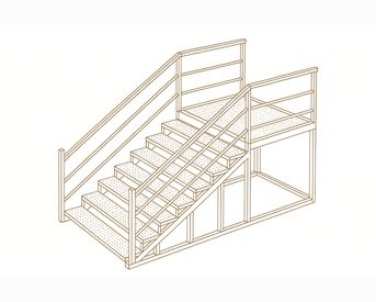 Изображение для товара Лестница металлическая (8 ступеней, рифленый лист, с площадкой)