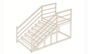 Изображение для товара Лестница металлическая (5 ступеней, решетчатая поверхность, с площадкой) вариант 1