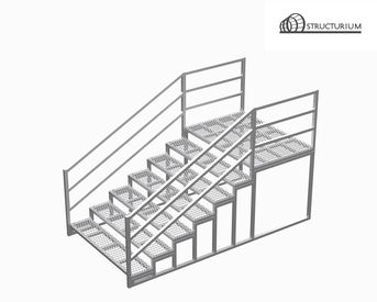 Изображение для товара Лестница металлическая с перилами (7 ступеней)